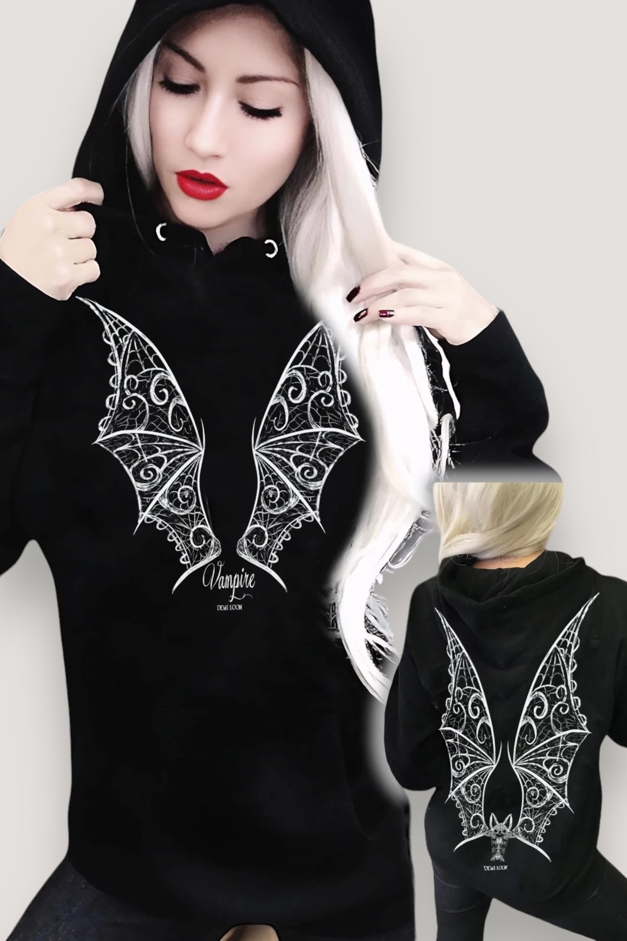 Vamp Vampire Bat Wings "Boyfriend Fit" Hoodie