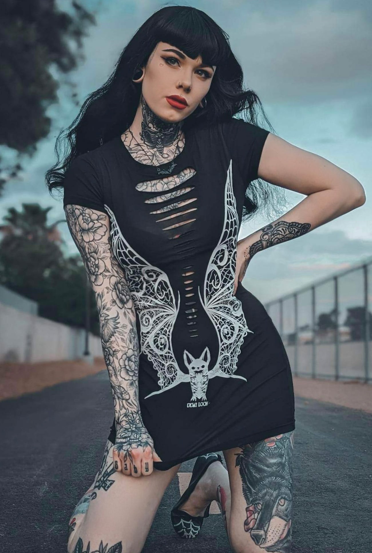 VAMPIRE Lace Wings SS Mini Dress