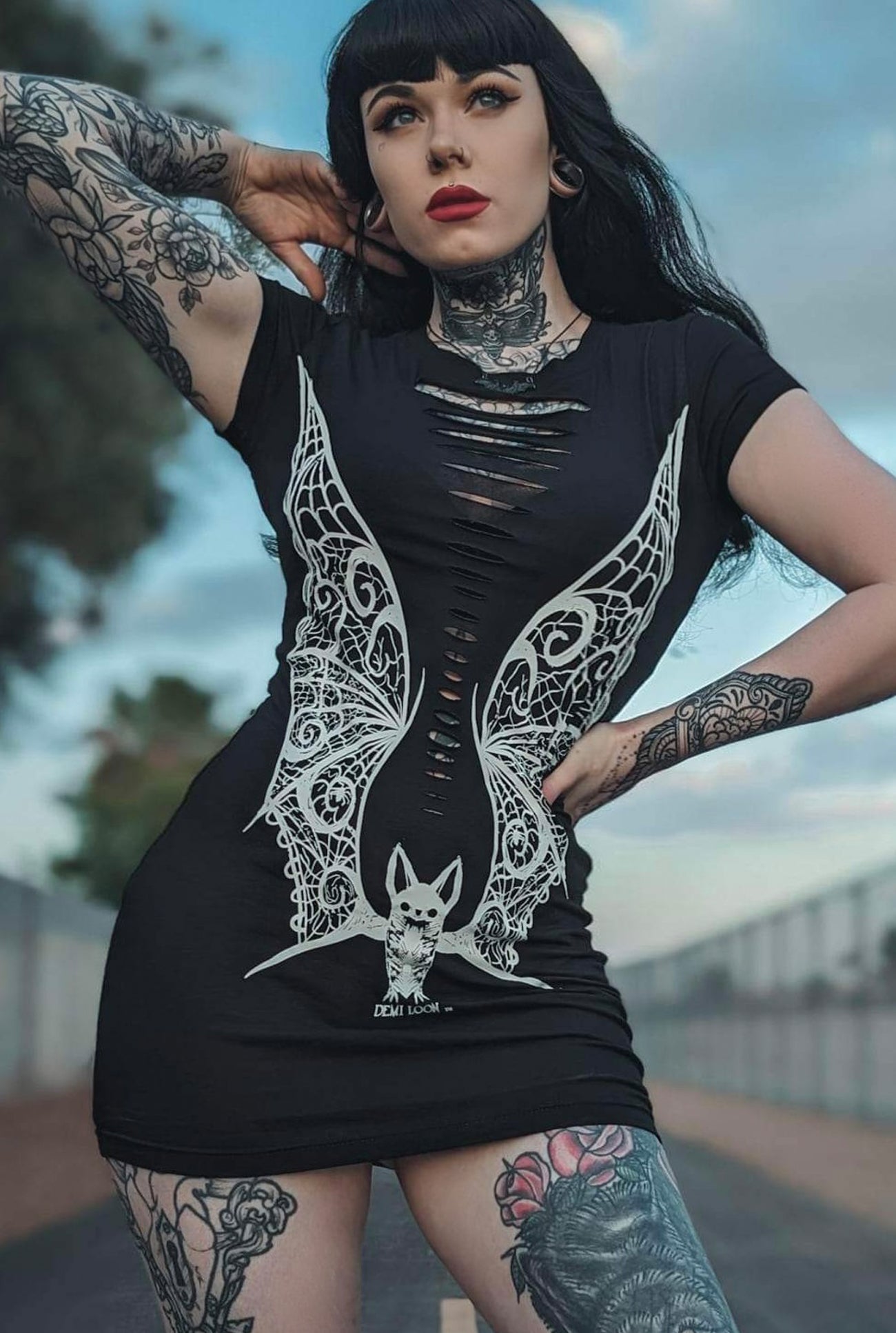 VAMPIRE Lace Wings SS Mini Dress