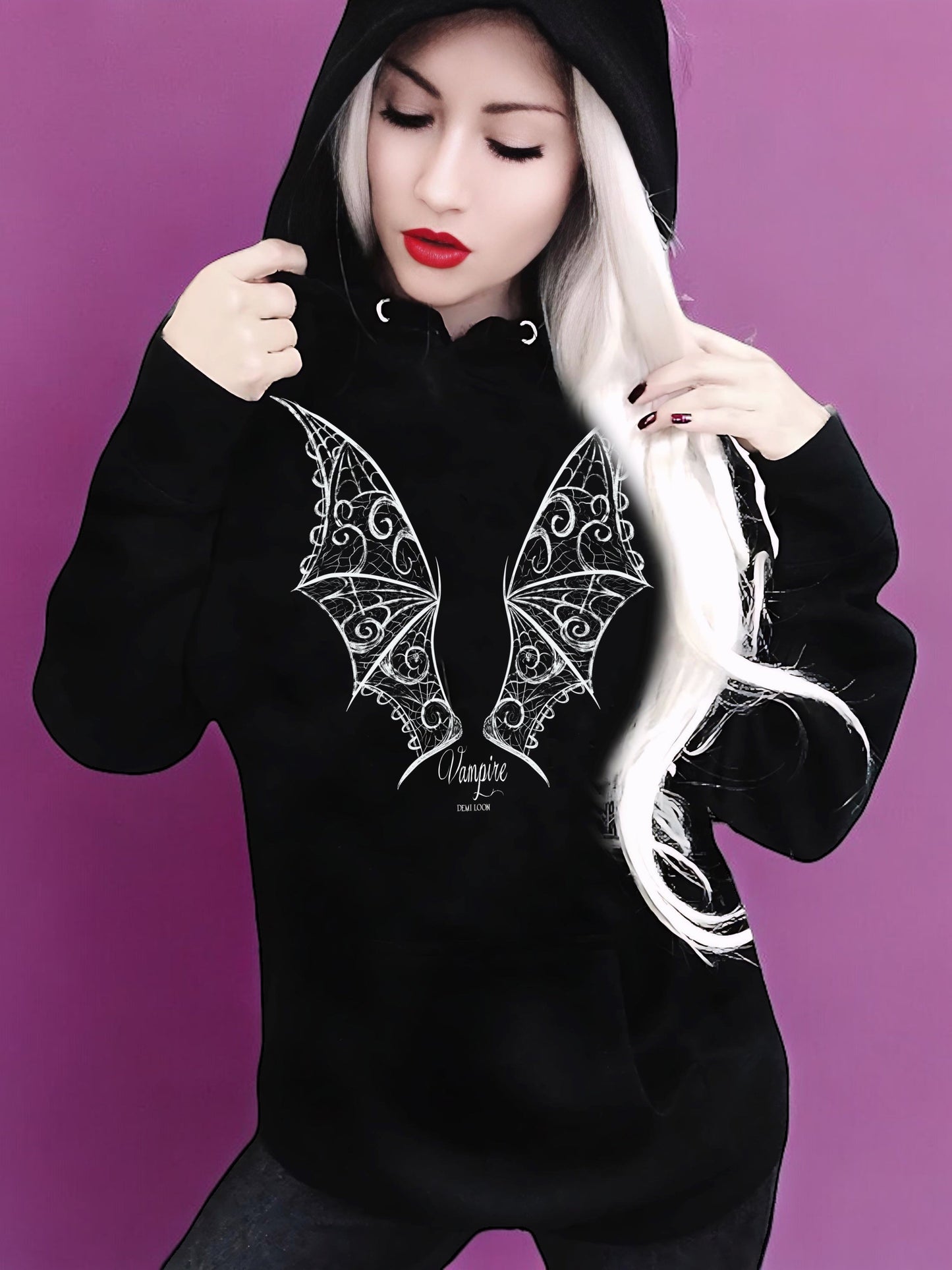 Vamp Vampire Bat Wings "Boyfriend Fit" Hoodie