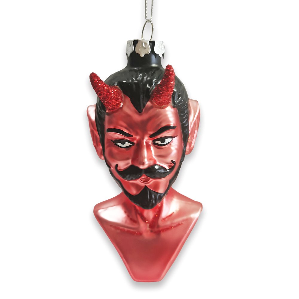 Devil Head Glass Christmas Ornament, Halloween Horror Tree Decoration
