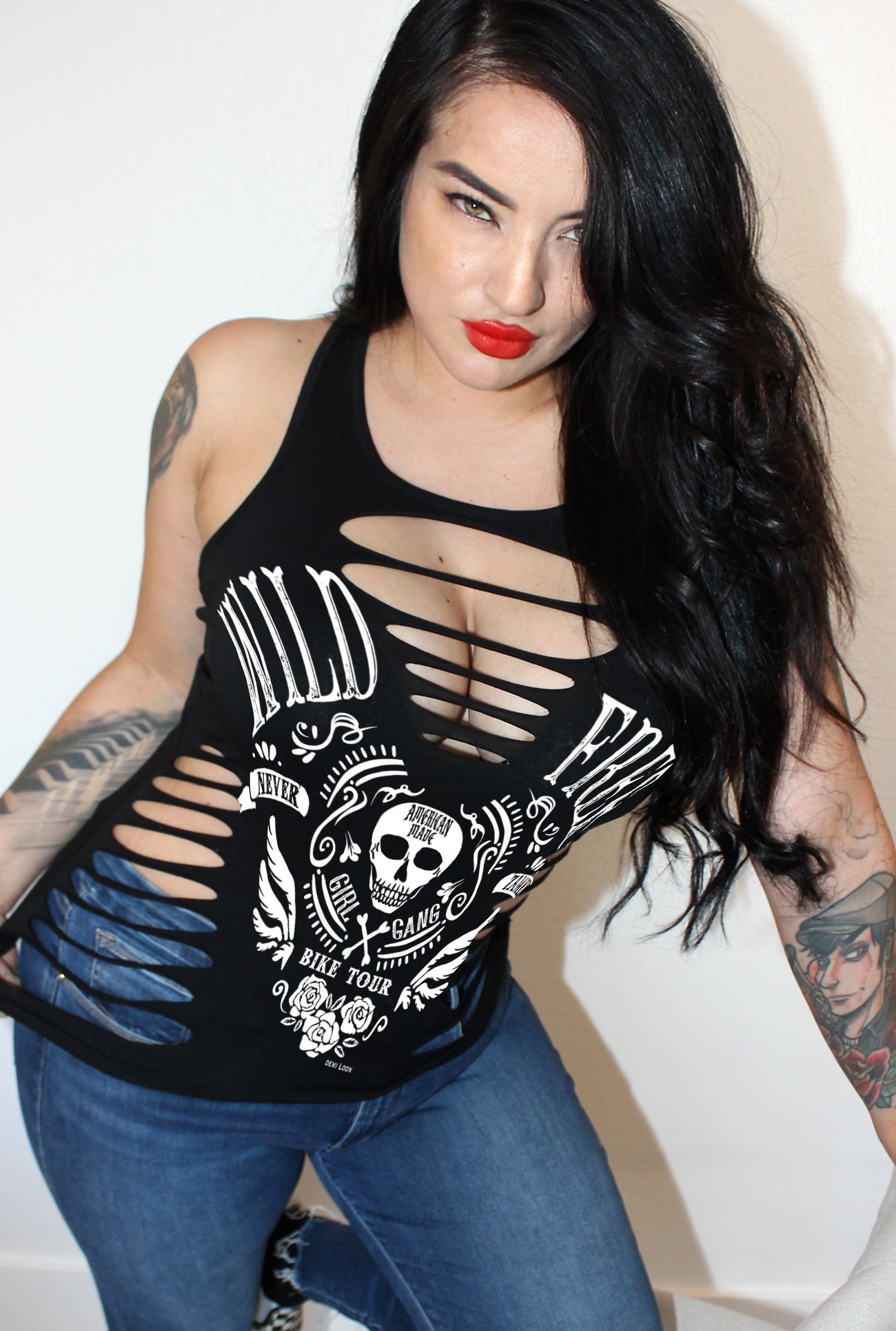 Wild & Free Sexy Hourglass Slashed Tank- Black
