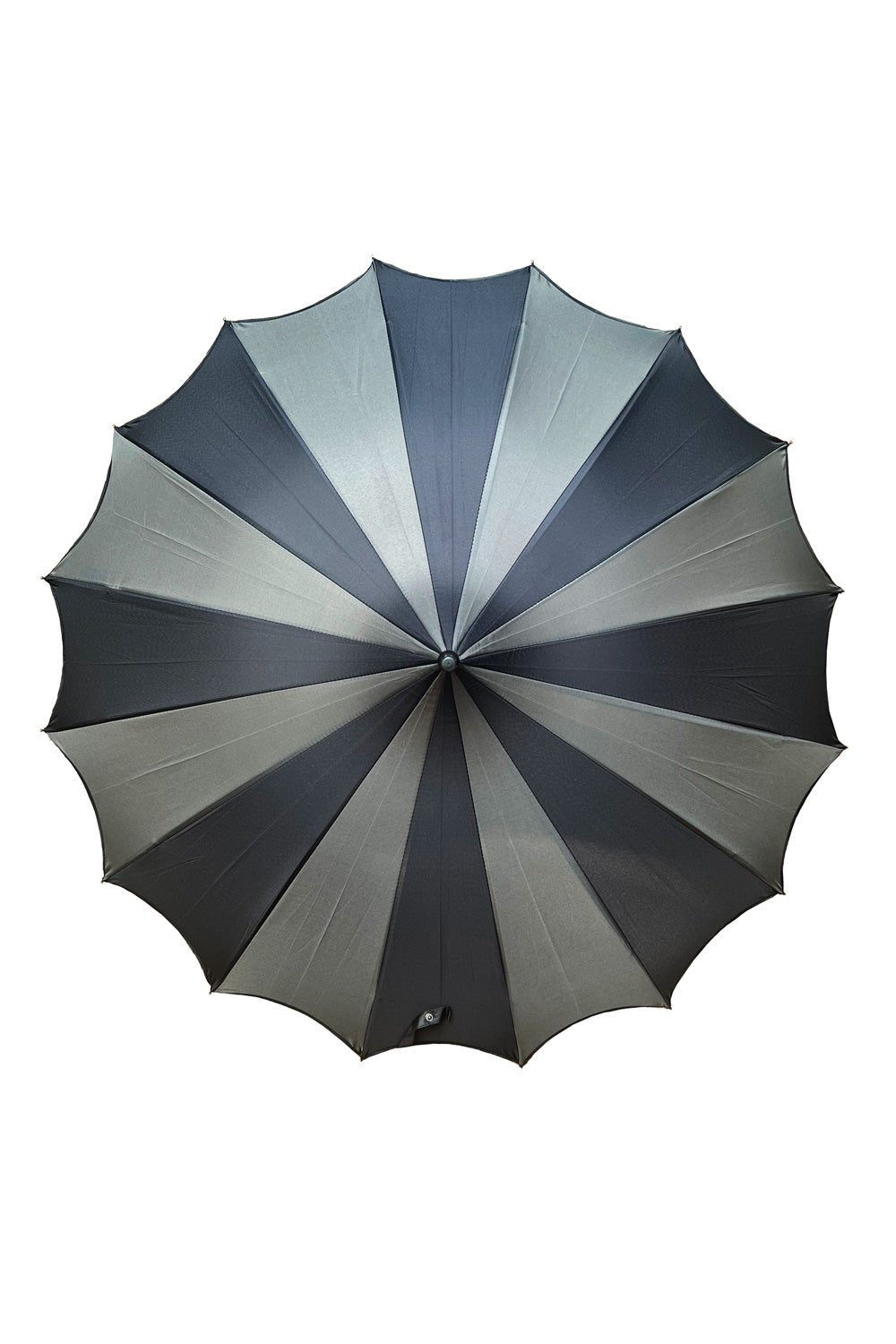 Batwing Pagoda Umbrella BLACK and GRAY STRIPED