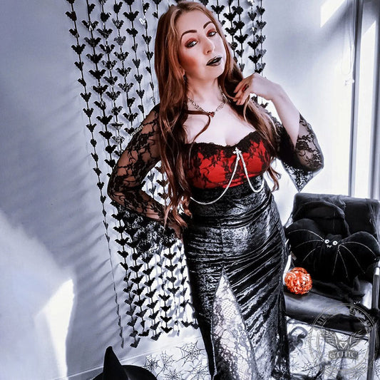 Floral Pattern Polyester Gothic Cheongsam Dress