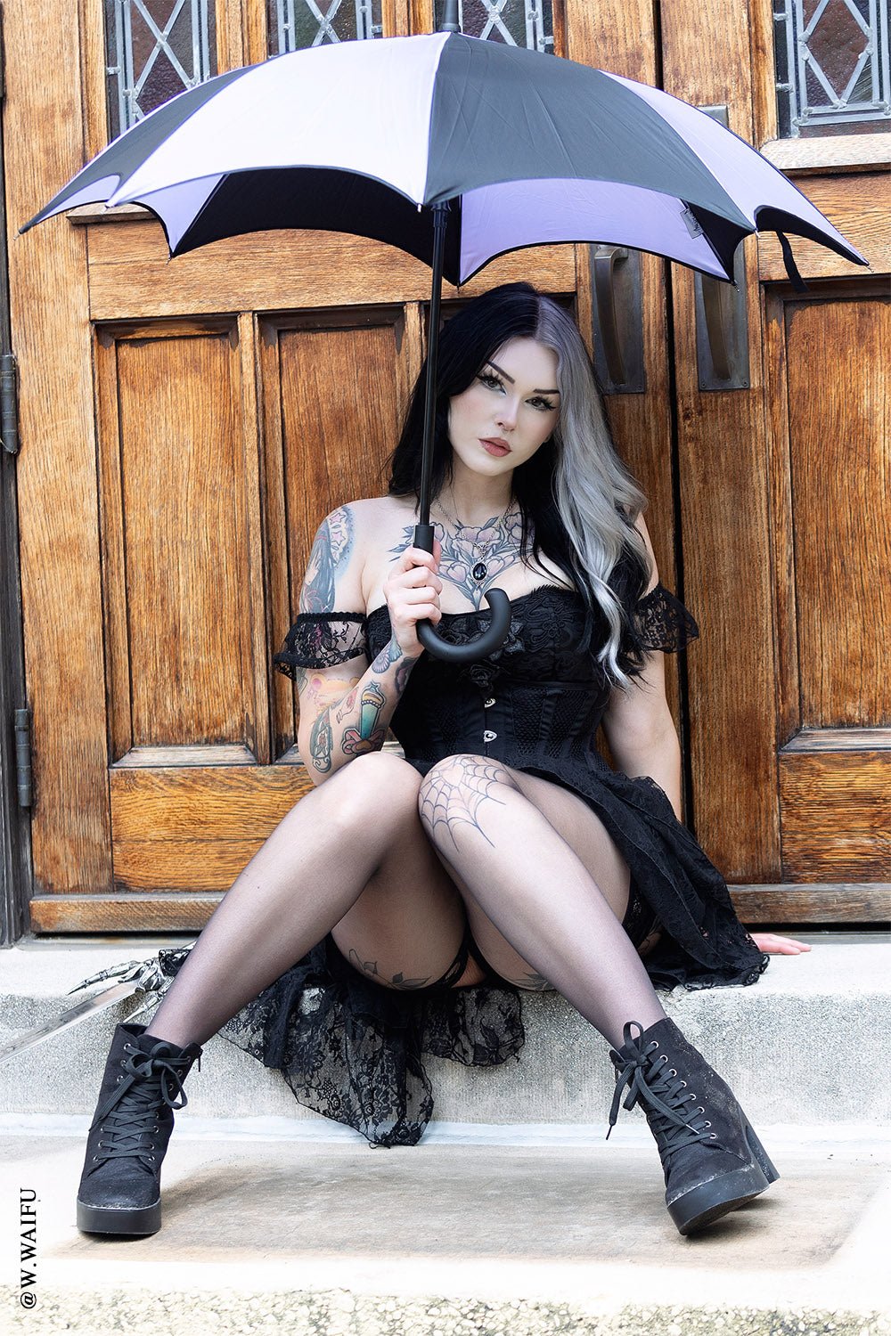 Funeral Procession Umbrella BLACK and PURPLE