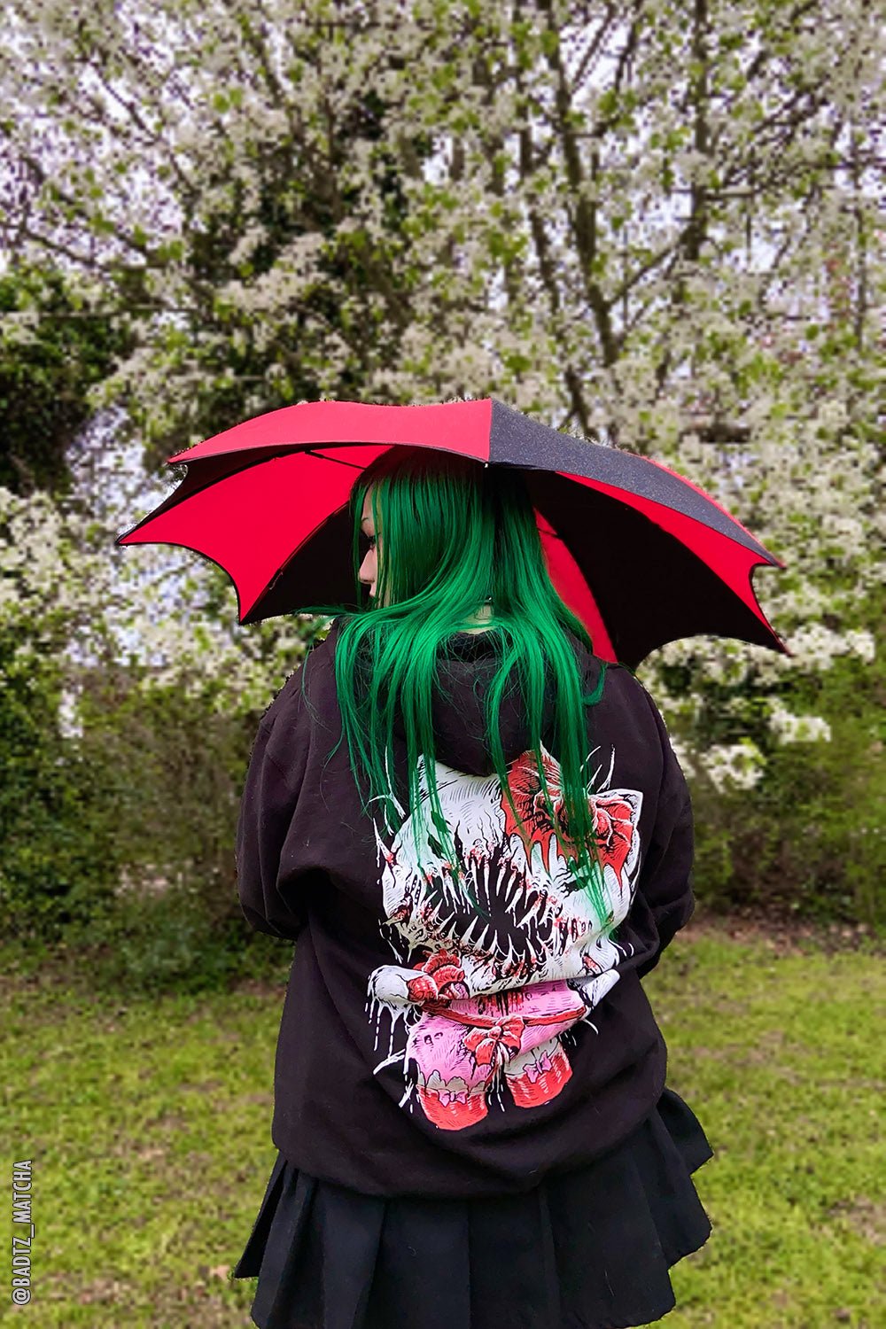 Funeral Procession Umbrella BLACK and RED