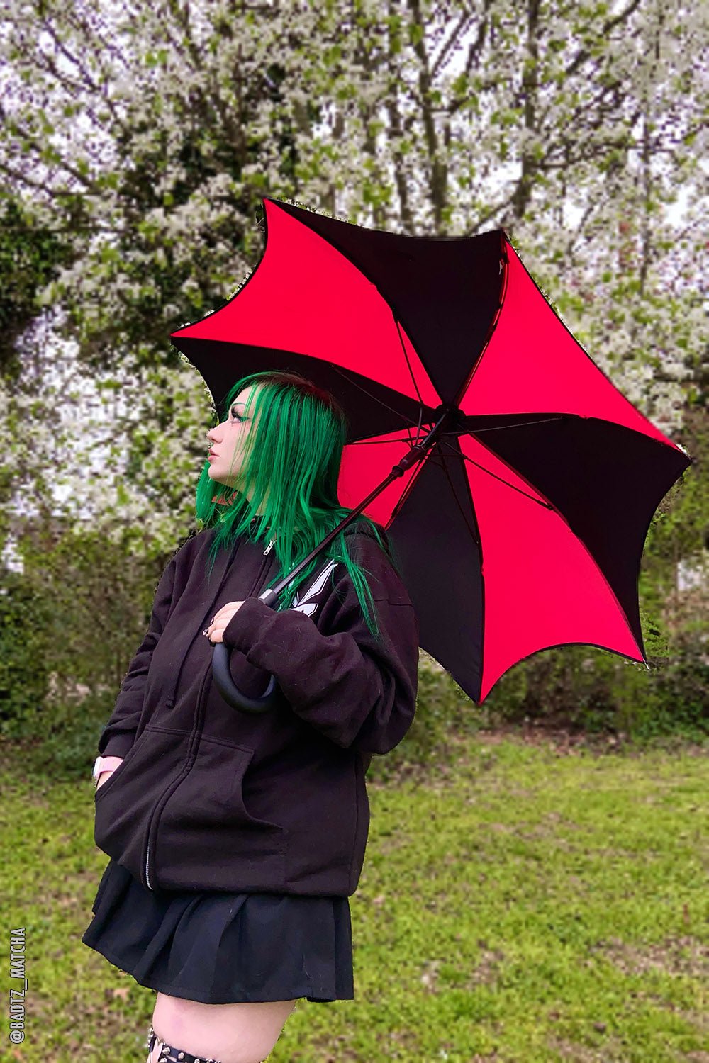 Funeral Procession Umbrella BLACK and RED