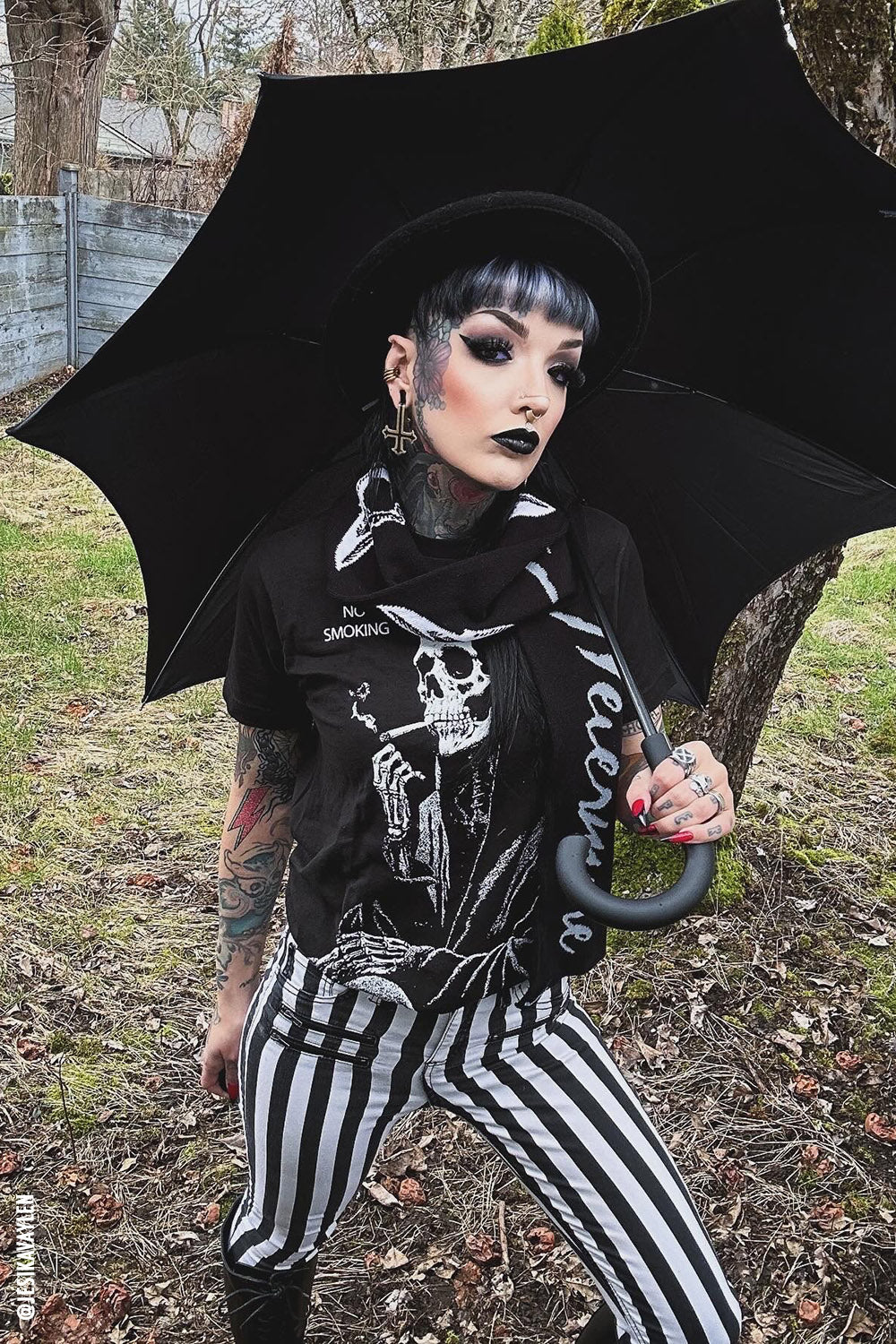 Wednesday Funeral Procession Umbrella BLACK