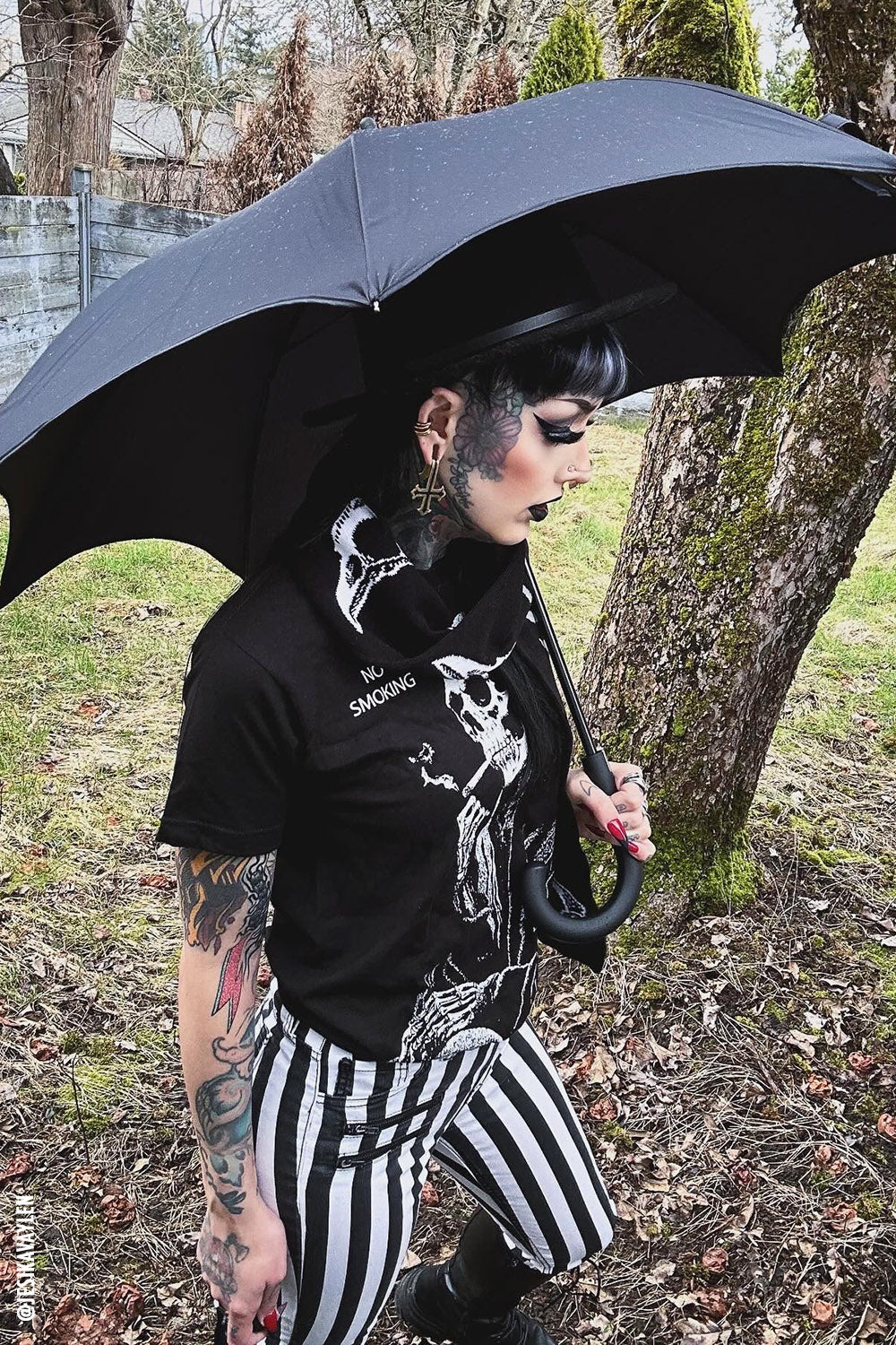 Wednesday Funeral Procession Umbrella BLACK