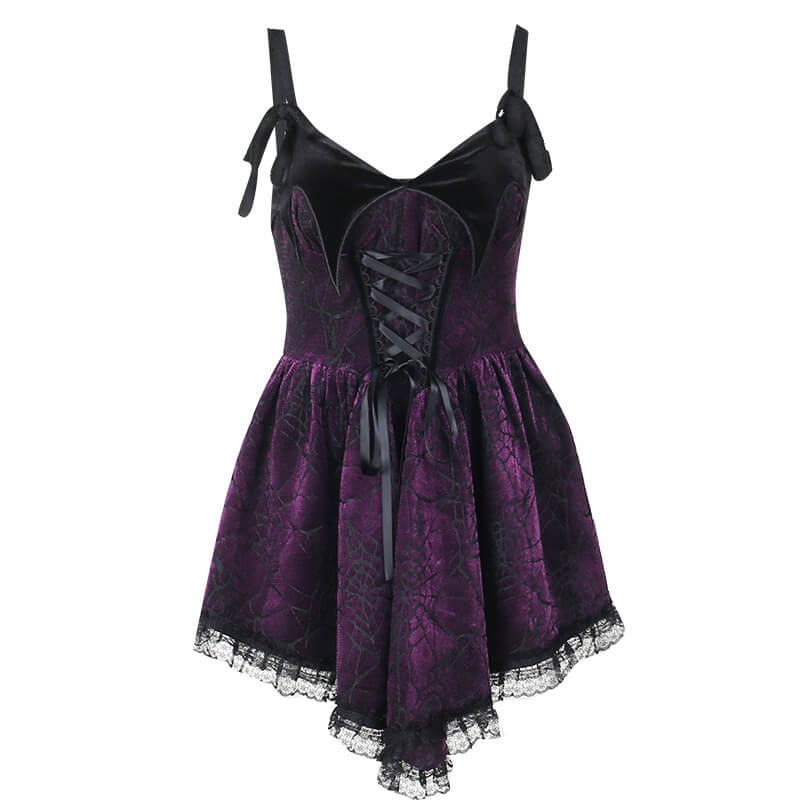Gothic Lace-up Spider Web A-line Dress