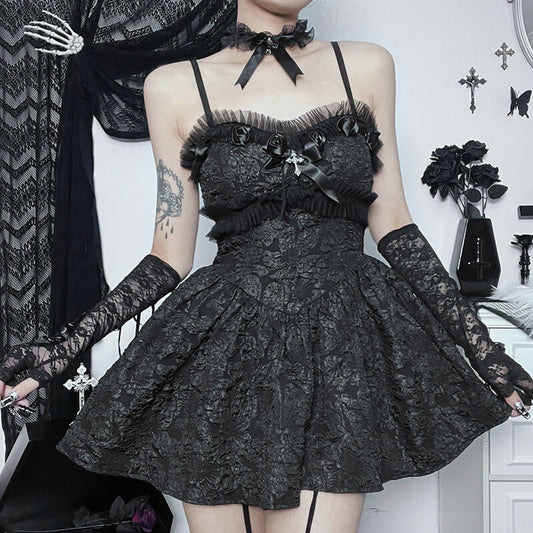 Gothic Rose Lace A Line Party Dress