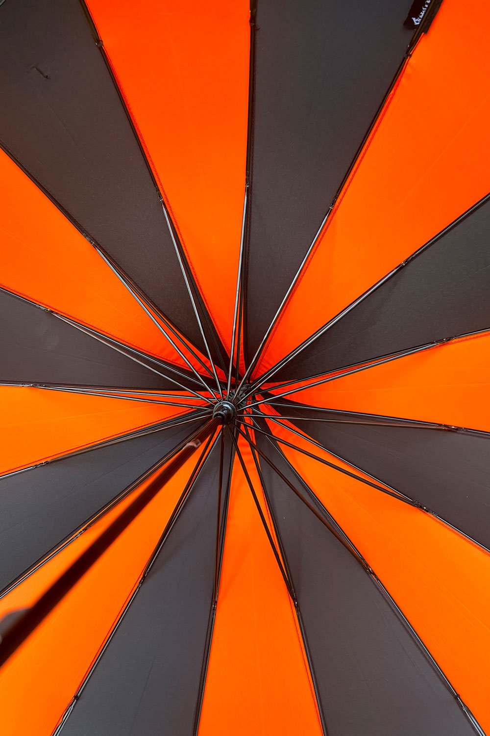 Halloween Batwing Pagoda Umbrella BLACK and ORANGE STRIPED