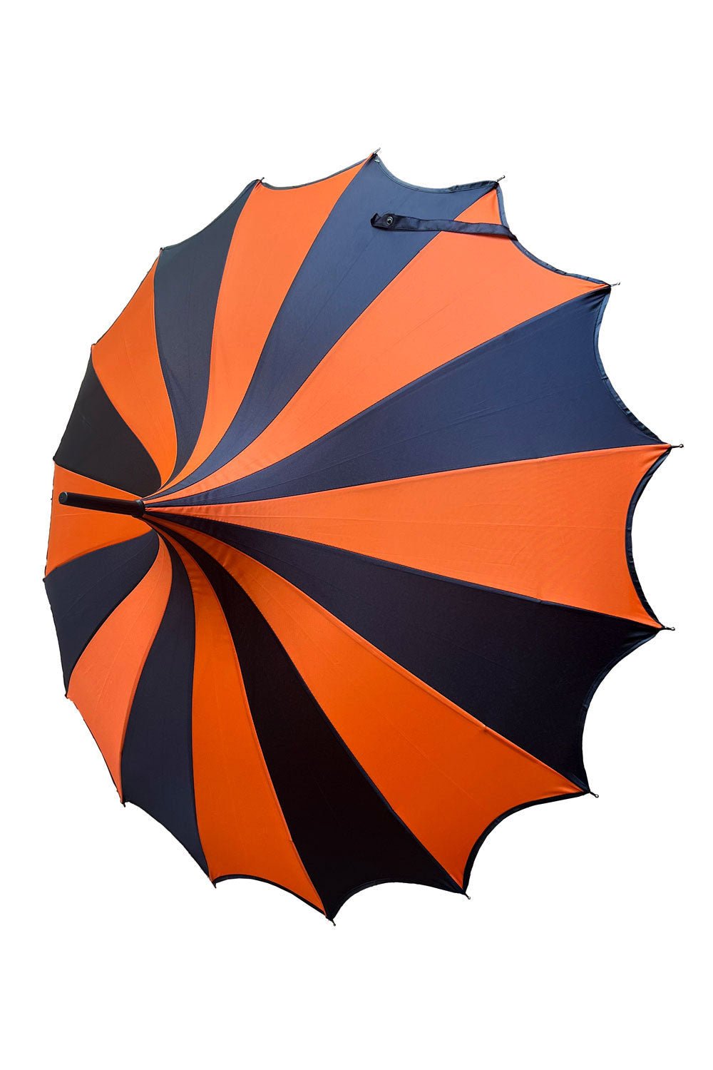 Halloween Batwing Pagoda Umbrella BLACK and ORANGE STRIPED