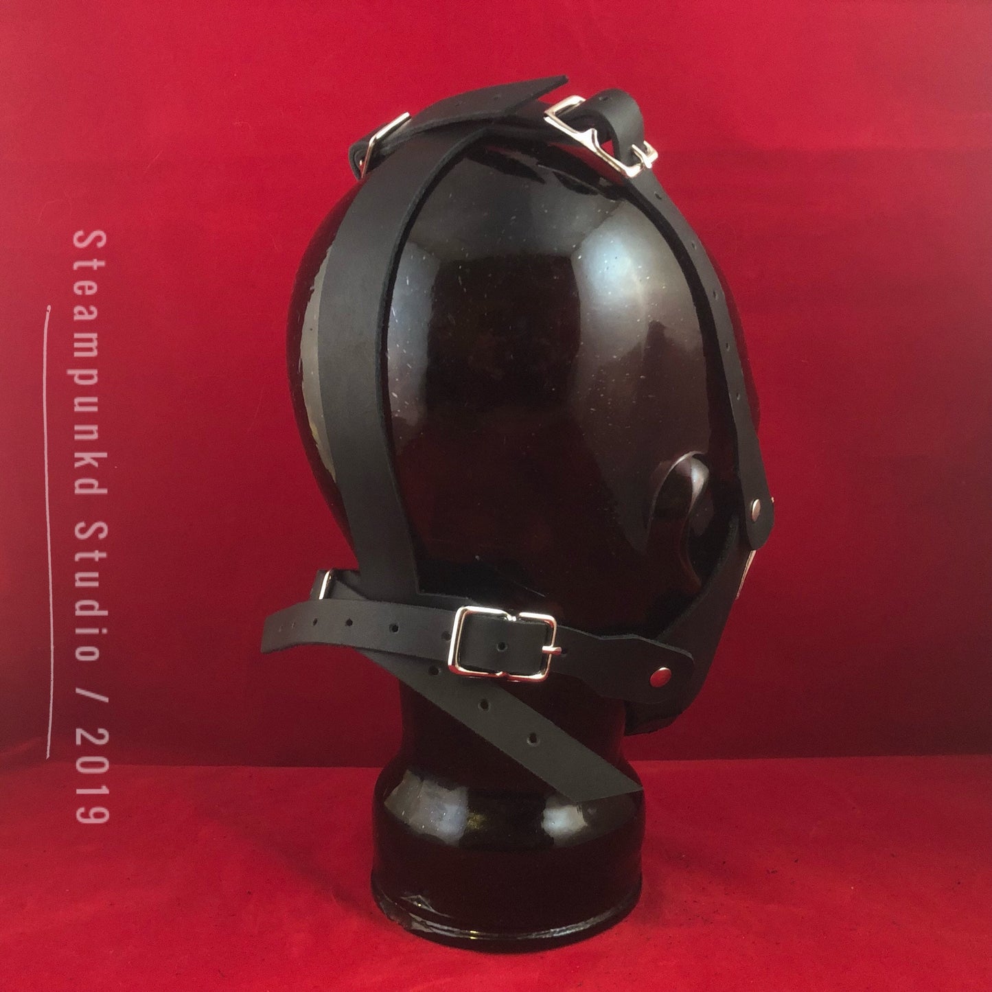 Handmade Black and White Leather Punisher Skull Half Mask