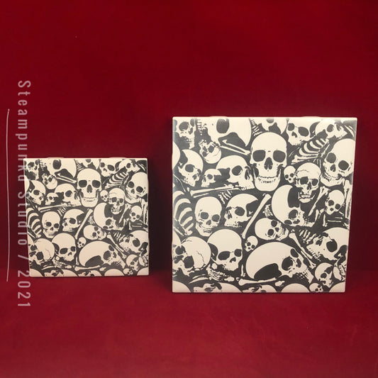 Skull n Bones Coasters Repeating Design | Ossuary Gothic Punk Home Decor