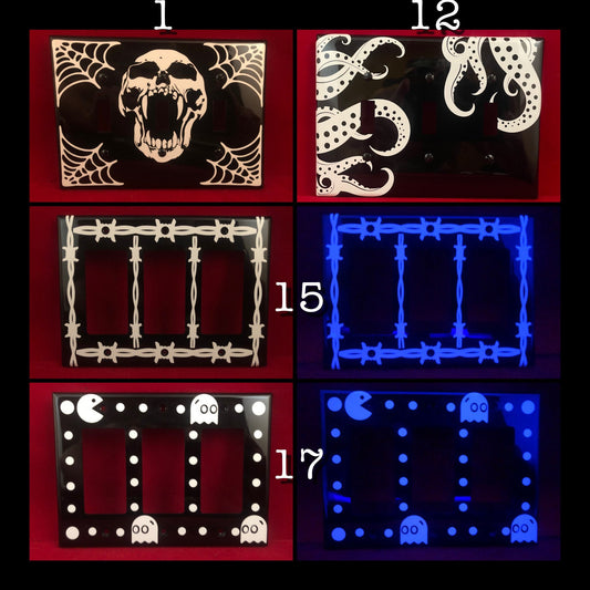 Custom Glow in the Dark Triple Wide Light Switch and Outlet Cover Plates