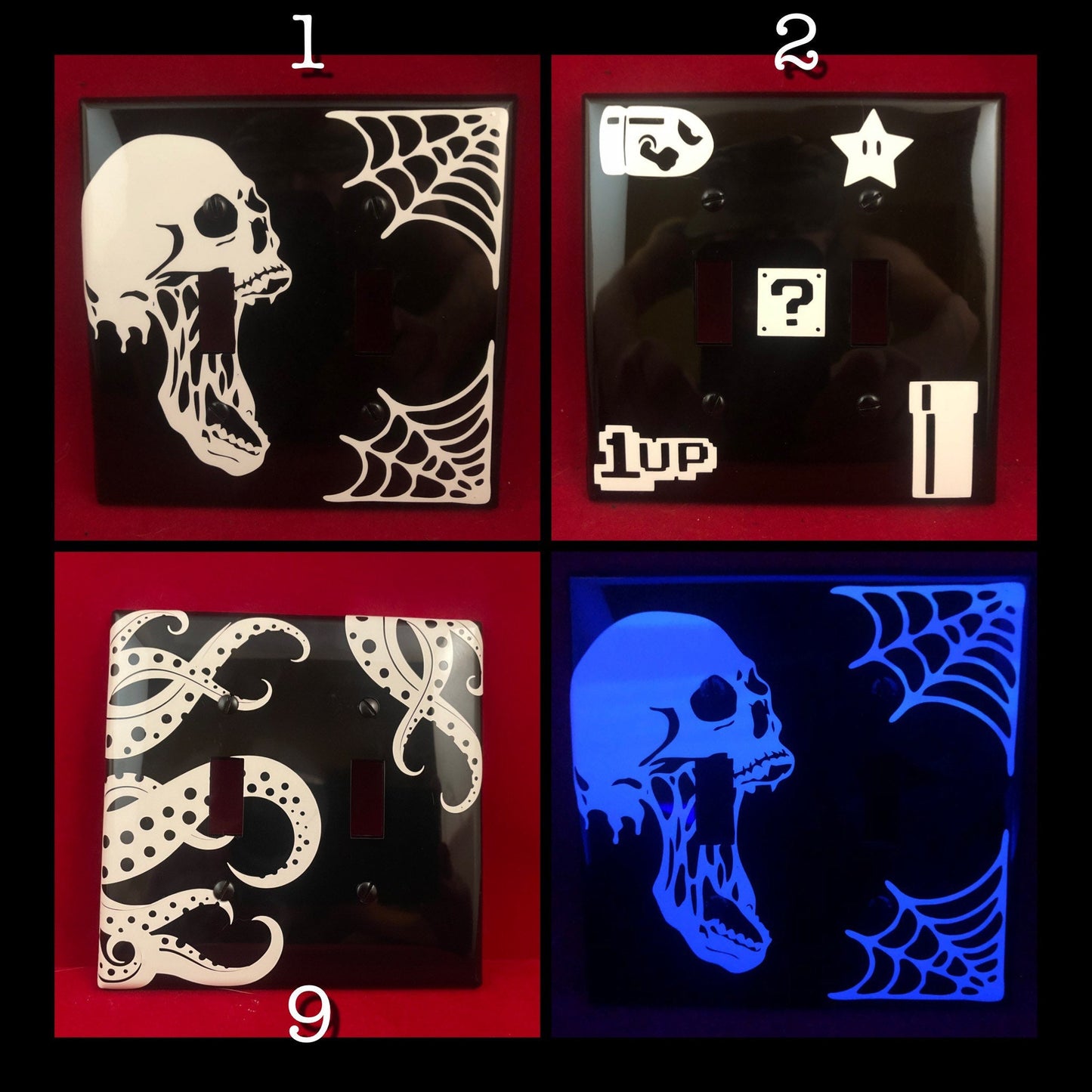Custom Glow in the Dark Double Wide Light Switch and Outlet Cover Plates