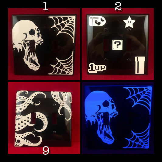 Custom Glow in the Dark Double Wide Light Switch and Outlet Cover Plates