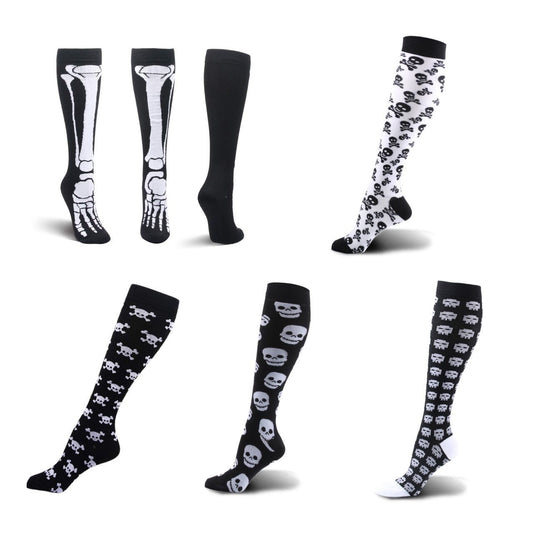 Skull Knee High Socks | Knitted Compression Socks | Cute Gothic Halloween