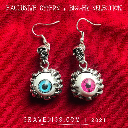 Red and Blue Evil Eye Earrings | Gothic Fantasy Halloween