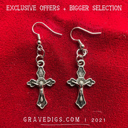 Cross of Death Earrings | Gothic Horror Fantasy Halloween