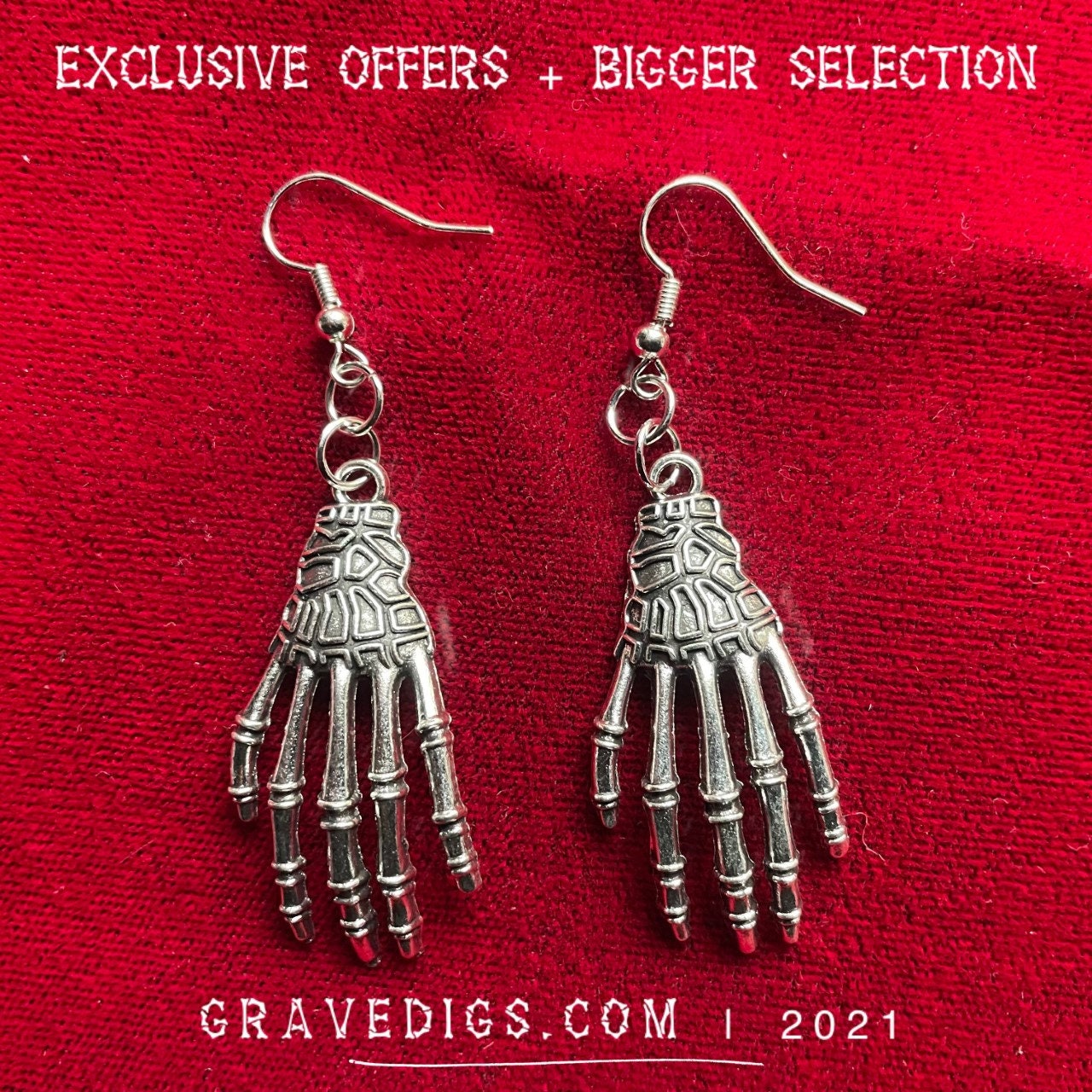 Skeleton Hand Earrings | Gothic Horror Fantasy Halloween