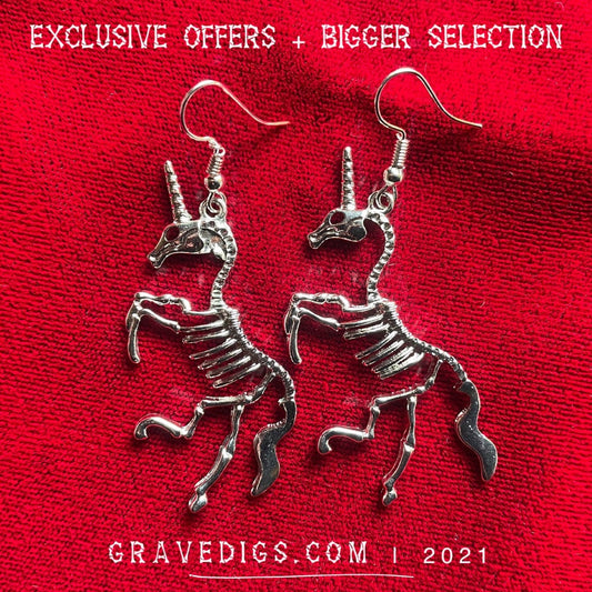 Unicorn Skeleton Earrings | Gothic Fantasy Halloween