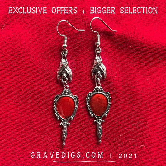 Blood Drop Bat Earrings | Gothic Fantasy Halloween