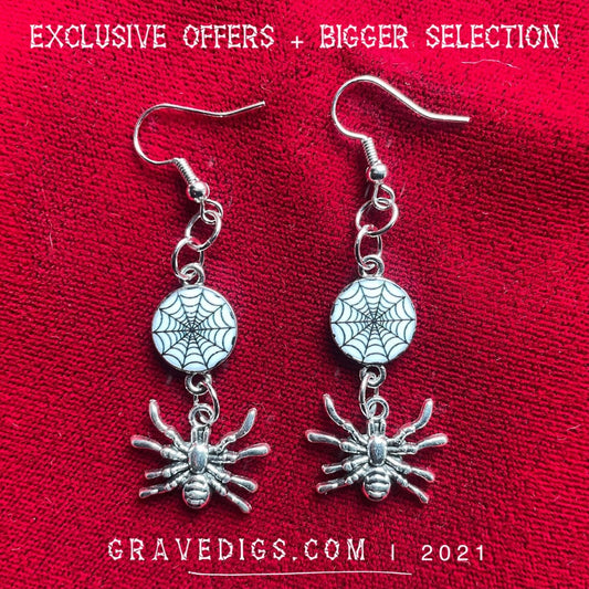 Spider & Web Earrings | Gothic Horror Fantasy Halloween