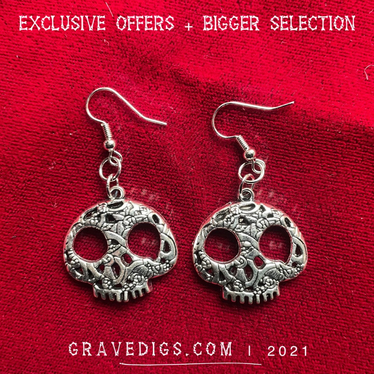 Big Art Skull Earrings | Gothic Horror Fantasy Halloween