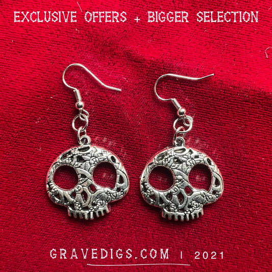 Big Art Skull Earrings | Gothic Horror Fantasy Halloween