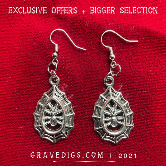 Spider and Web Earrings | Gothic Horror Fantasy Halloween