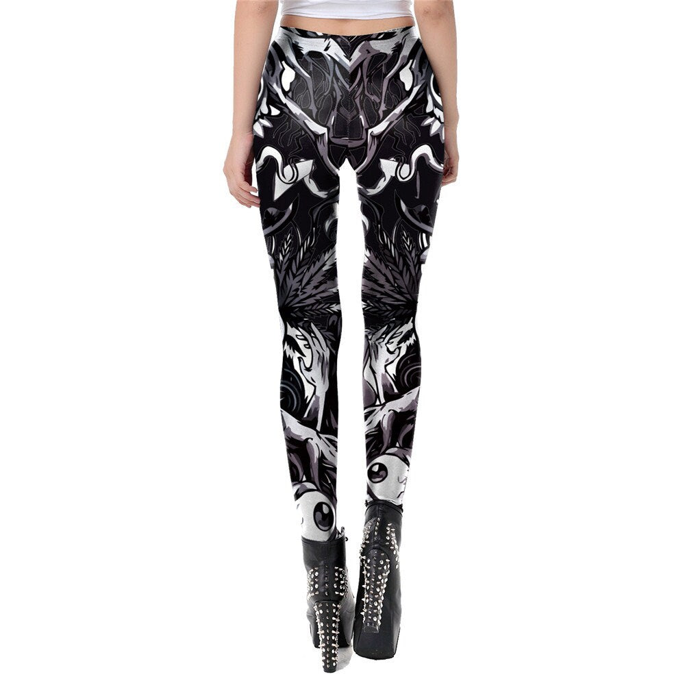 Eyeball Skull Print Leggings | Yoga Pants | Dark Skull Stretchy