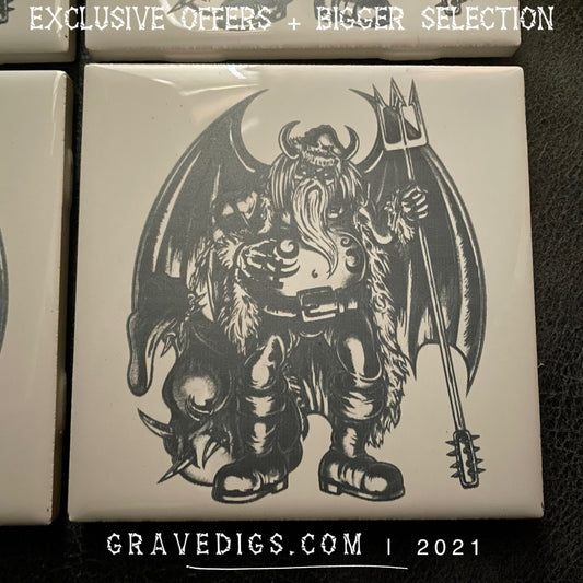 Krampus Tile Coasters Set of 5 | 4 Drinks and 1 Large Serving
