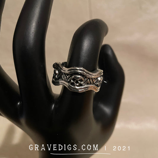 Wavy Band of Skulls Ring | Stainless Steel | Gothic Horror Fantasy Halloween
