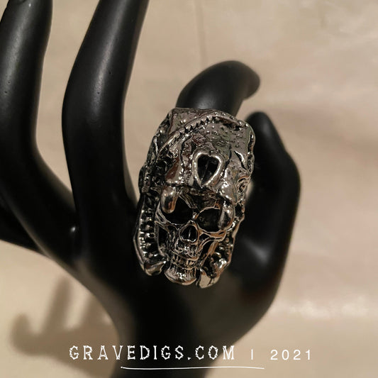 Tribal Beast Crown Skull Ring | Stainless Steel | Gothic Horror Fantasy Halloween