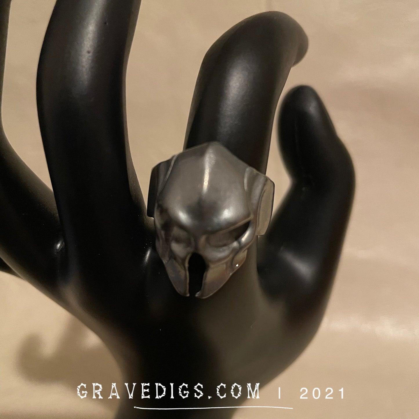 Gray Spartan Helmet Ring | Stainless Steel | Gothic Horror Fantasy Halloween