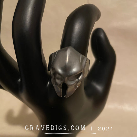 Gray Spartan Helmet Ring | Stainless Steel | Gothic Horror Fantasy Halloween