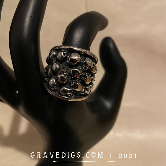 Ossuary of Skulls Ring | Stainless Steel | Gothic Horror Fantasy Halloween