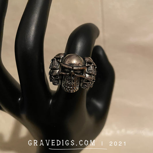 Stacked Skulls Ring | Stainless Steel | Gothic Horror Fantasy Halloween