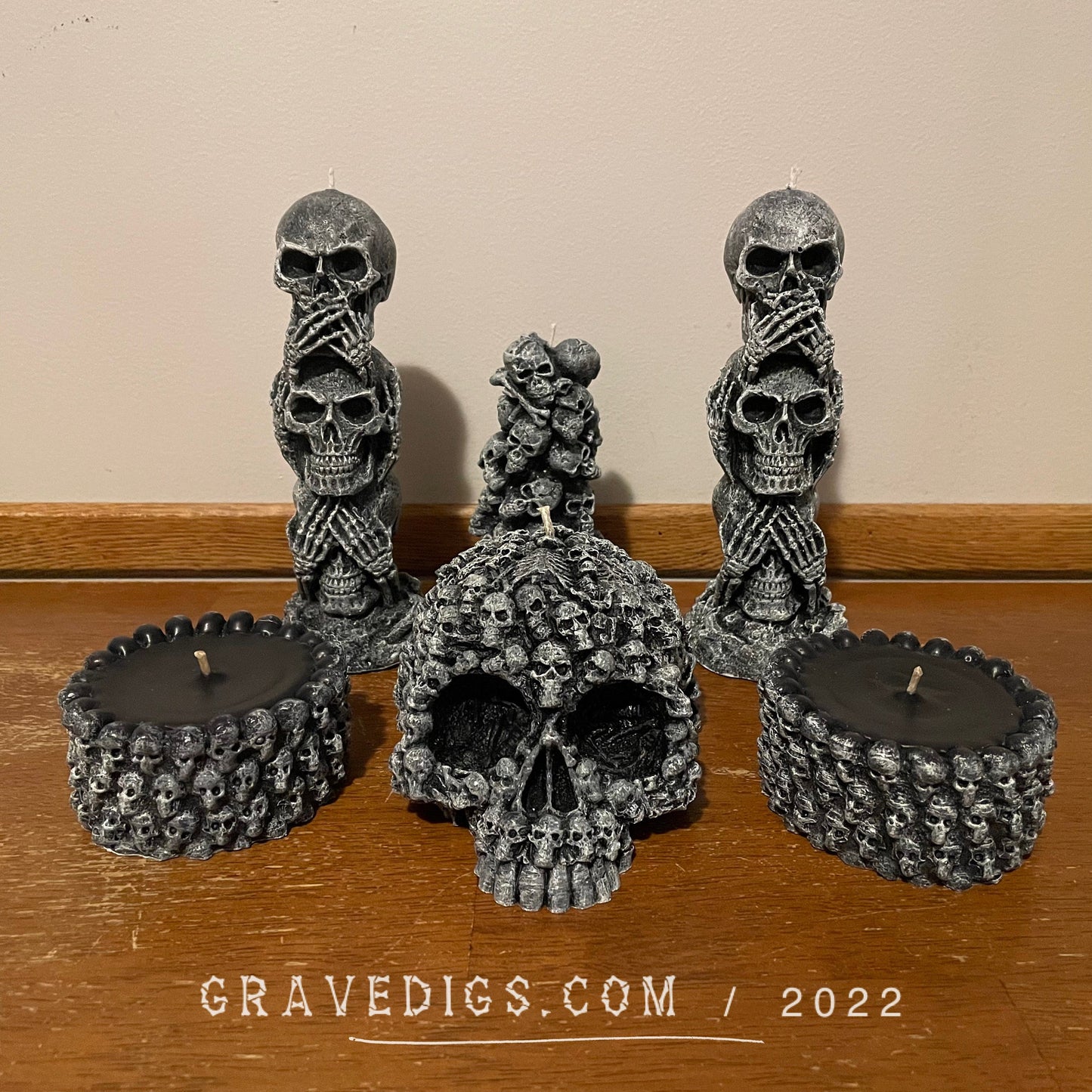 Mega Skull Candle Set Unscented Paraffin | Gothic Home Decor | Spooky Halloween Gift
