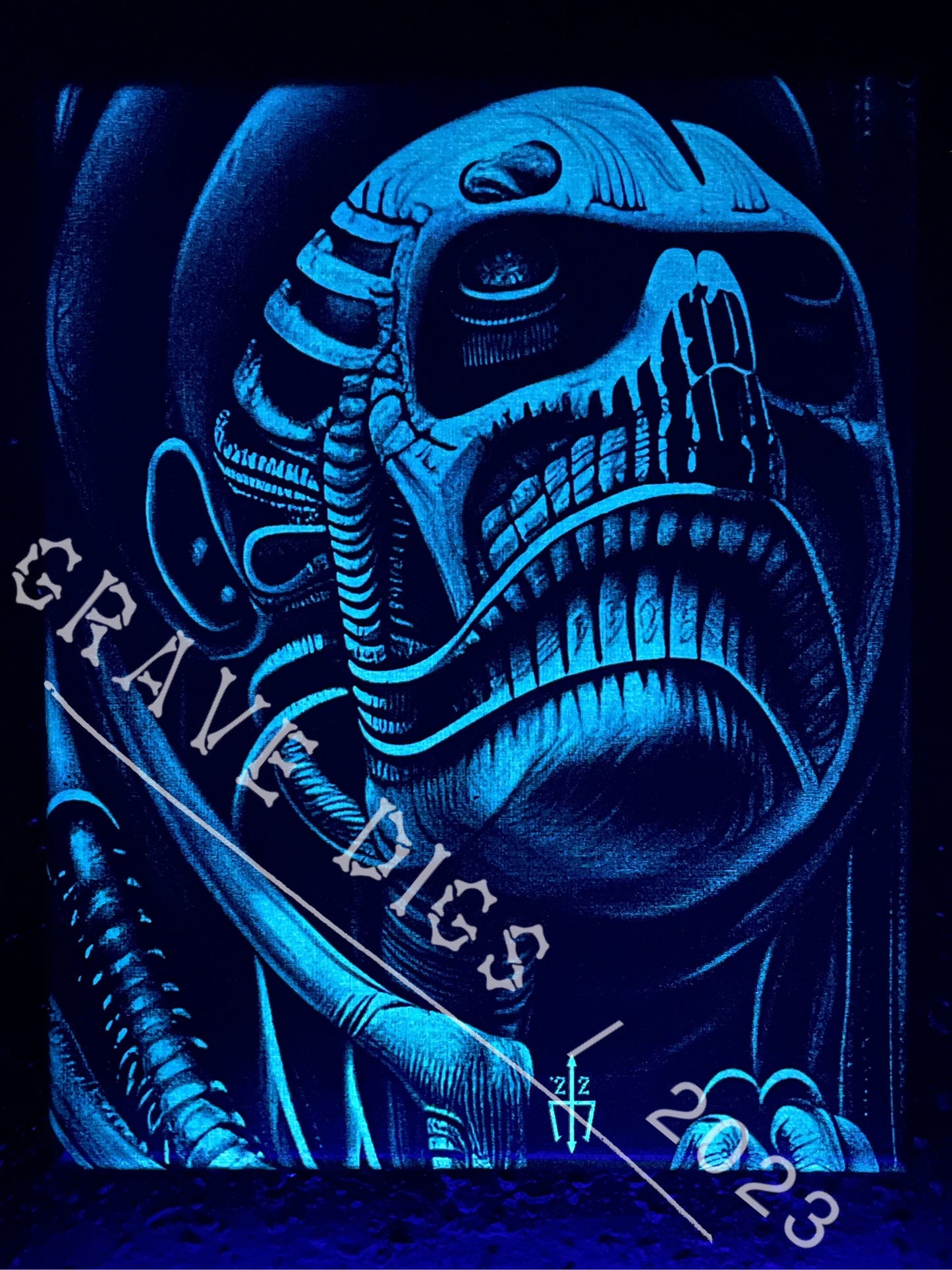 The Watcher Original Glow In The Dark Canvas Wall Art | Handmade | Gothic Skull Home Decor