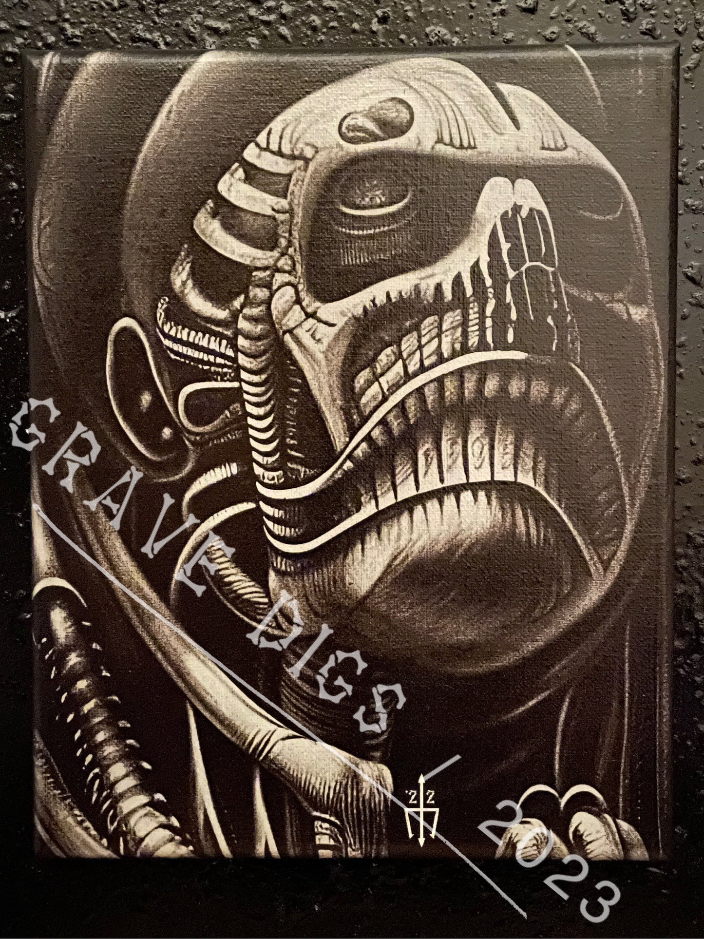 The Watcher Original Glow In The Dark Canvas Wall Art | Handmade | Gothic Skull Home Decor