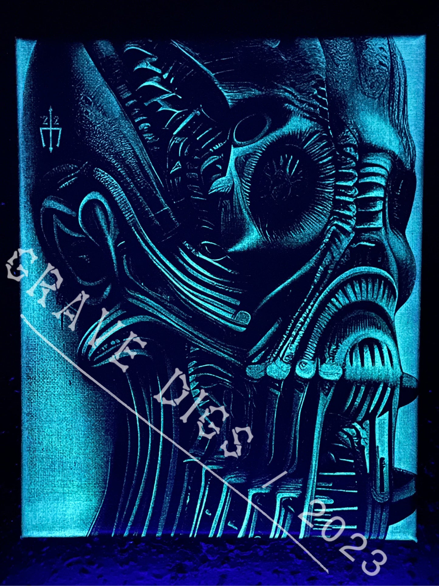 The Warden Original Glow In The Dark Canvas Wall Art | Handmade | Gothic Skull Home Decor