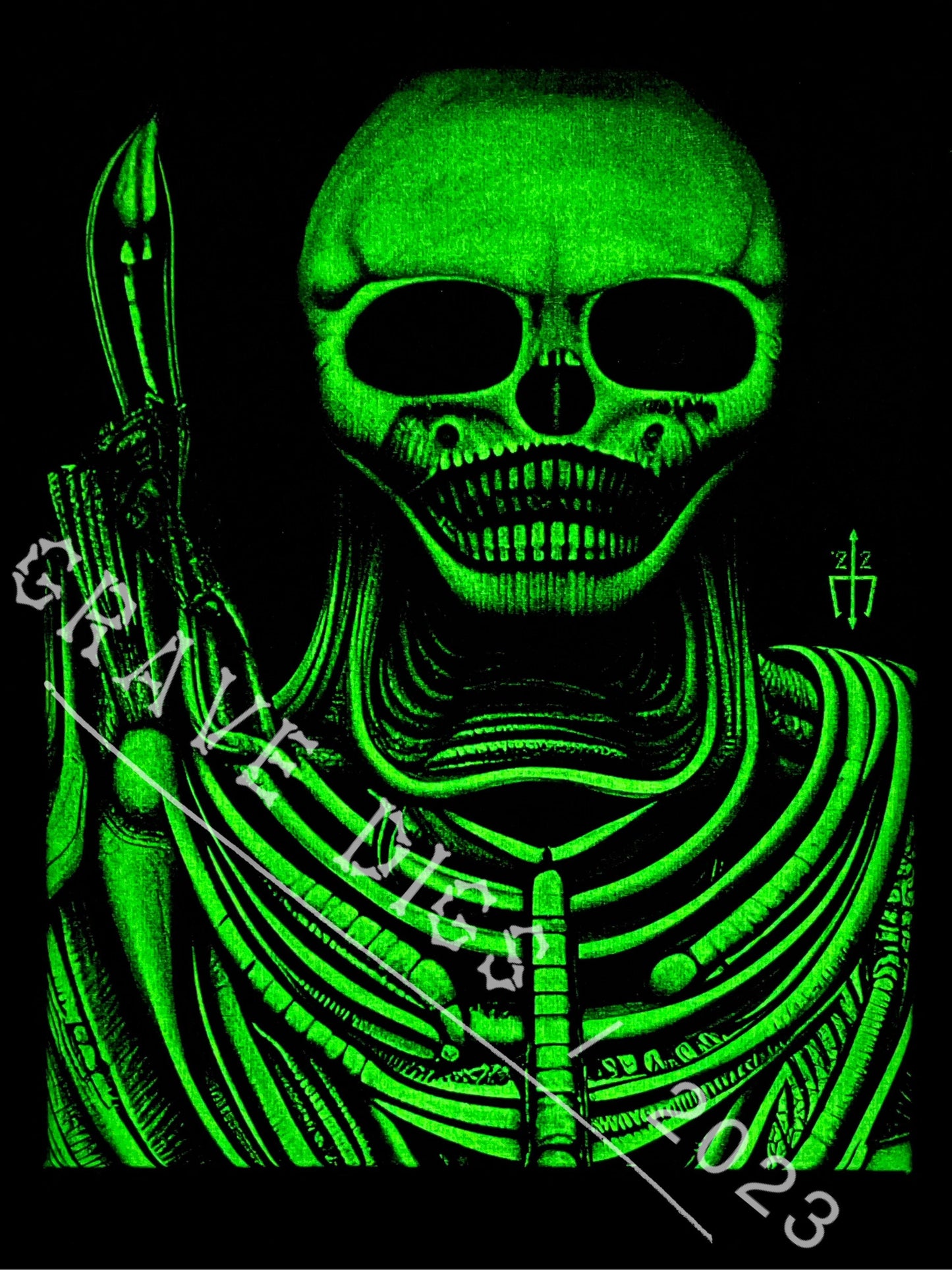 Afterlife Judge Original Glow In The Dark Canvas Wall Art | Handmade | Gothic Skull Home Decor