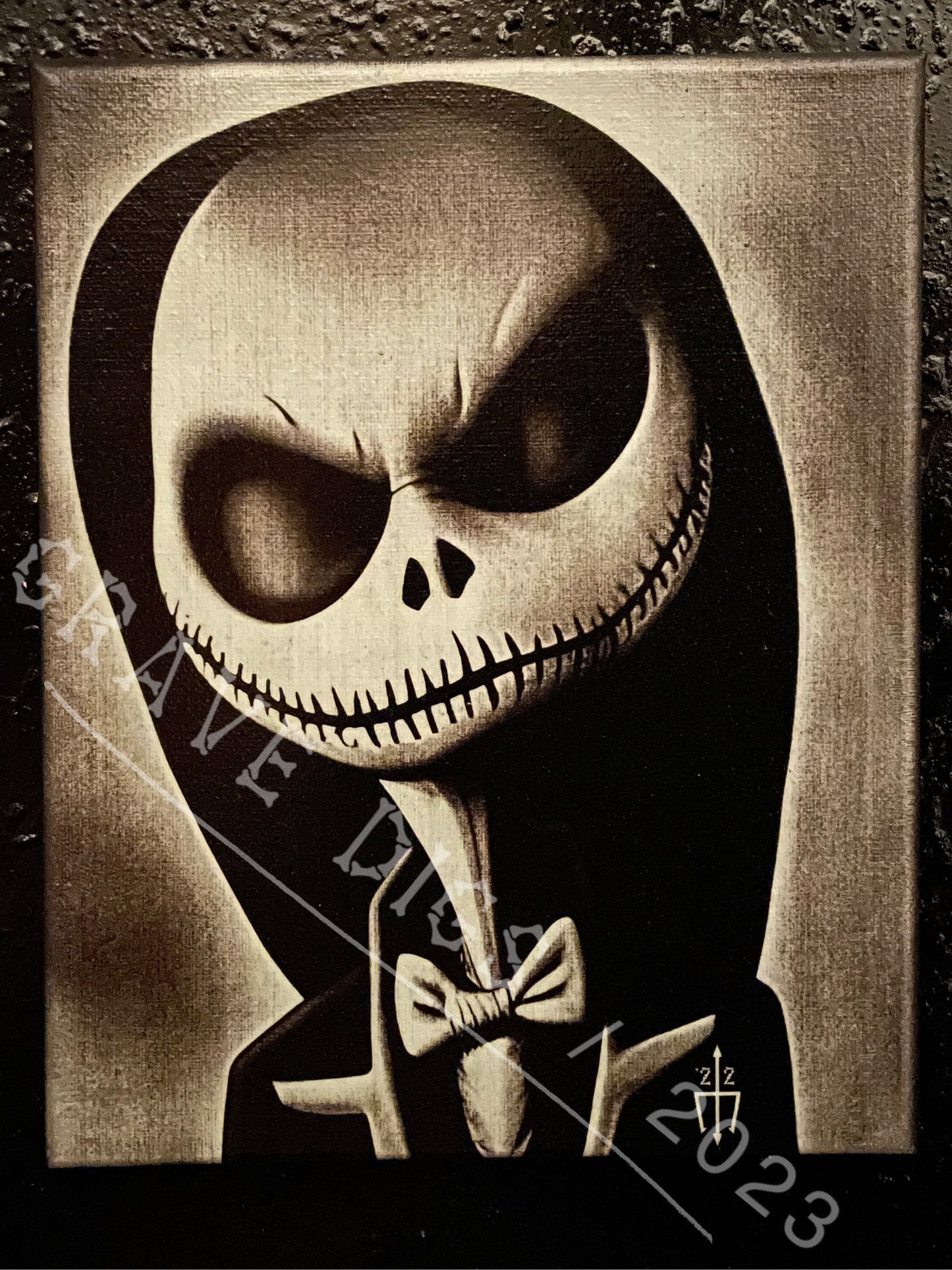 Jack Skellington Formally Casual Original Glow In The Dark Canvas Wall Art | Handmade | Gothic Skull Home Decor