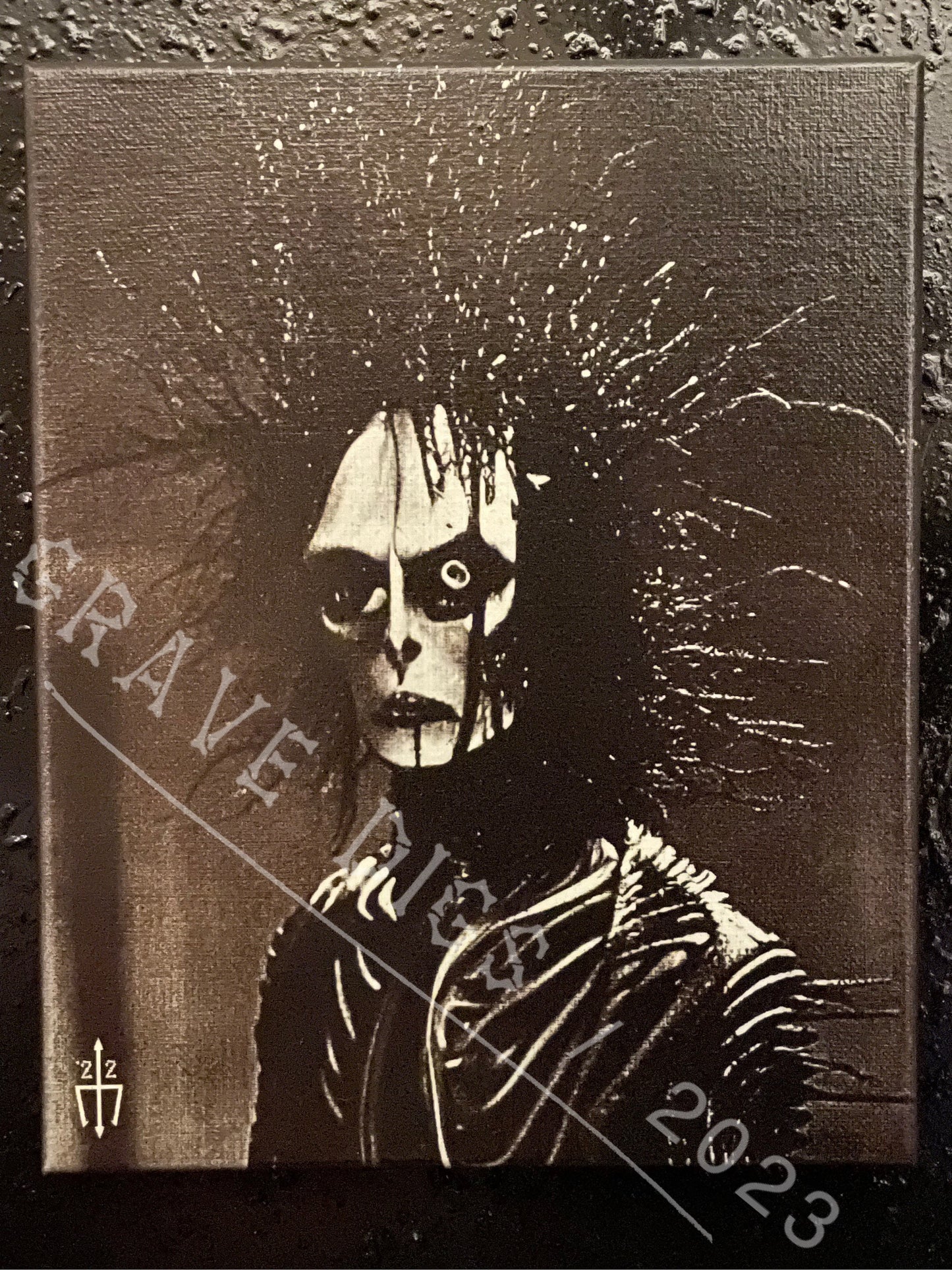 Edward Scissorhands Original Glow In The Dark Canvas Wall Art | Handmade | Gothic Skull Home Decor