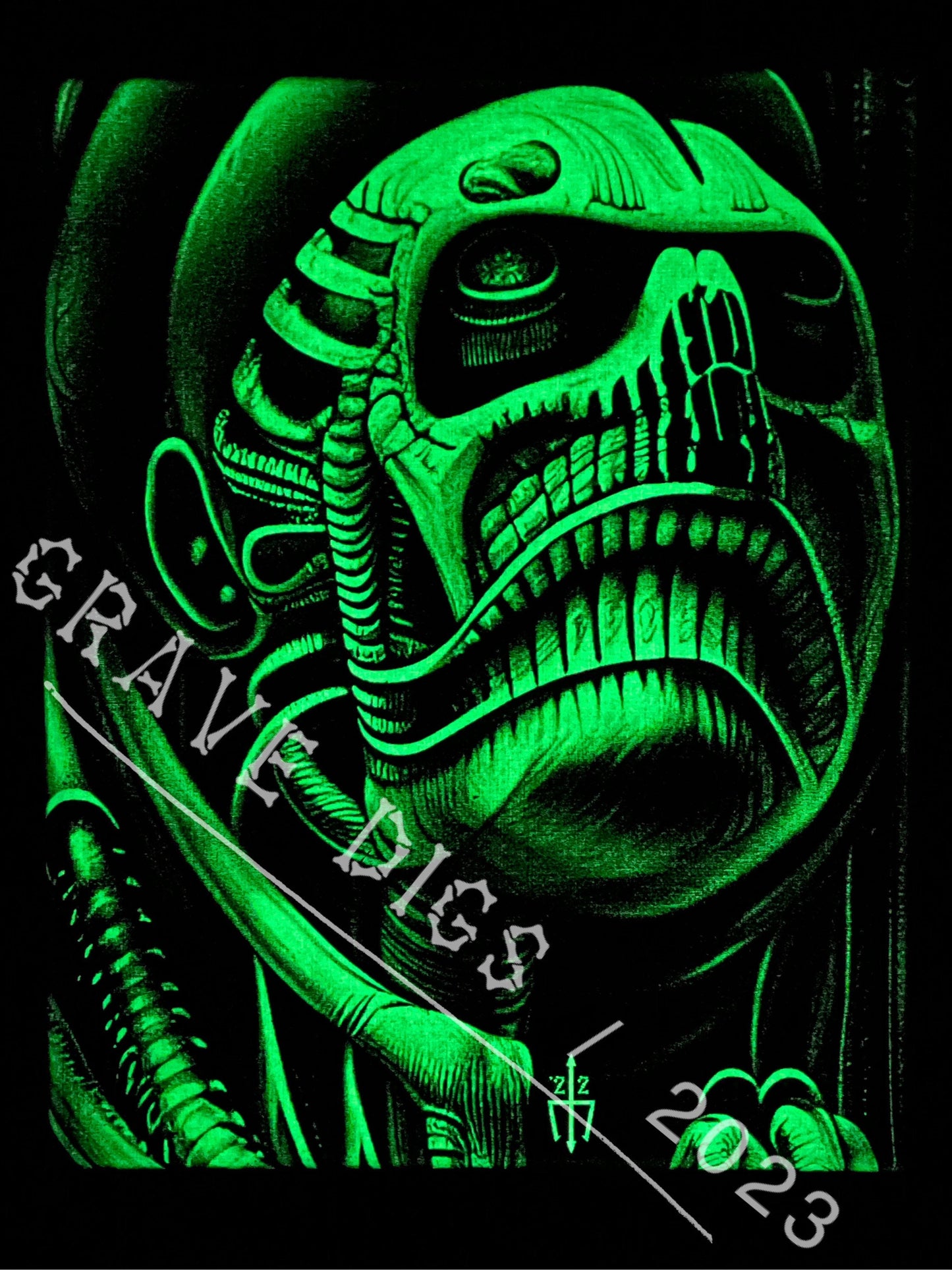 The Watcher Original Glow In The Dark Canvas Wall Art | Handmade | Gothic Skull Home Decor