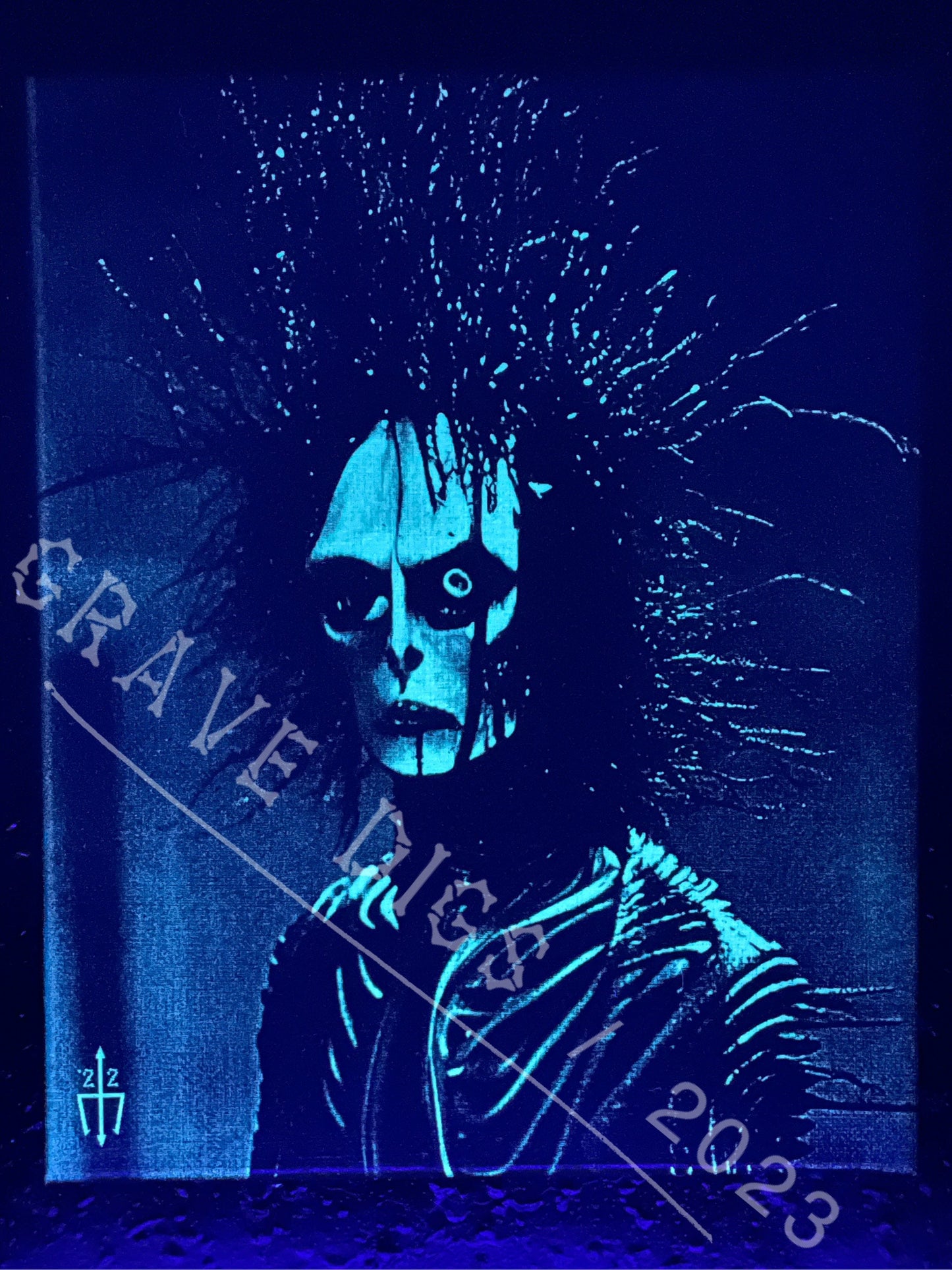 Edward Scissorhands Original Glow In The Dark Canvas Wall Art | Handmade | Gothic Skull Home Decor