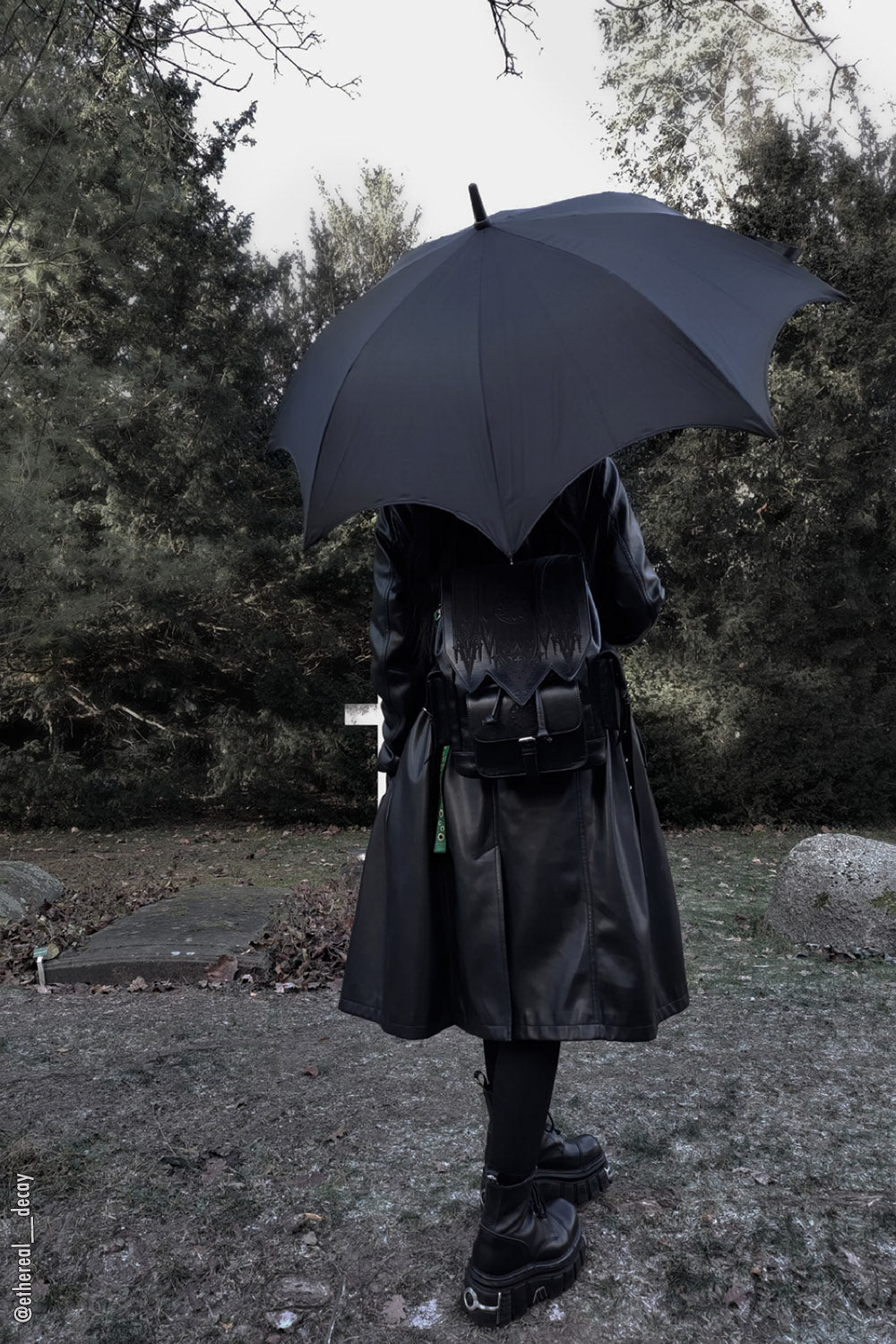 Wednesday Funeral Procession Umbrella BLACK